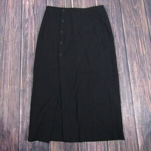 Madewell Skirt Womens 8 Black Button Front Midi Lined Stretch Work Office N0094